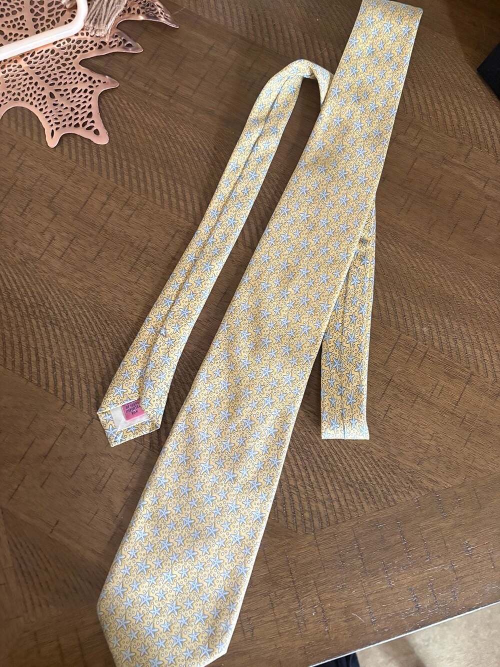Vineyard Vines Starfish Silk Necktie Yellow Blue